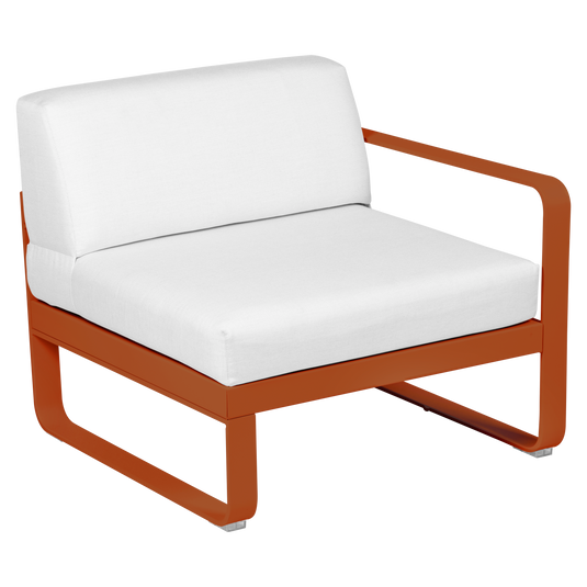 Fermob Bellevie 1-Seater Right Module – Candied Orange frame with Off-White fabric cushions