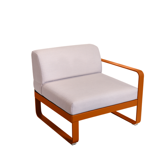 Fermob Bellevie 1-Seater Right Module – Candied Orange frame with Pearl fabric cushions