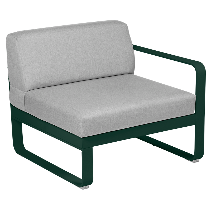 Load image into Gallery viewer, Fermob Bellevie 1-Seater Right Module – Cedar Green frame with Flannel Grey fabric cushions
