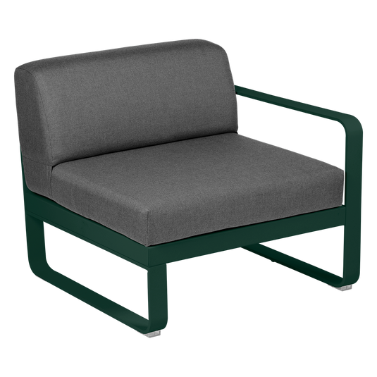 Fermob Bellevie 1-Seater Right Module – Cedar Green frame with Graphite Grey fabric cushions