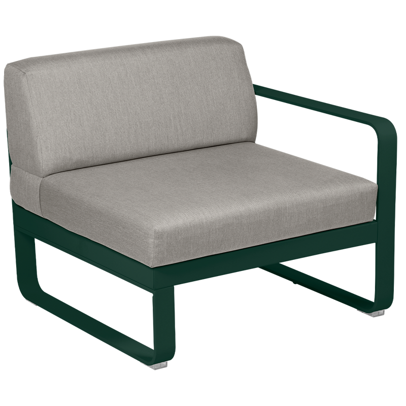 Load image into Gallery viewer, Fermob Bellevie 1-Seater Right Module – Cedar Green frame with Grey Taupe fabric cushions

