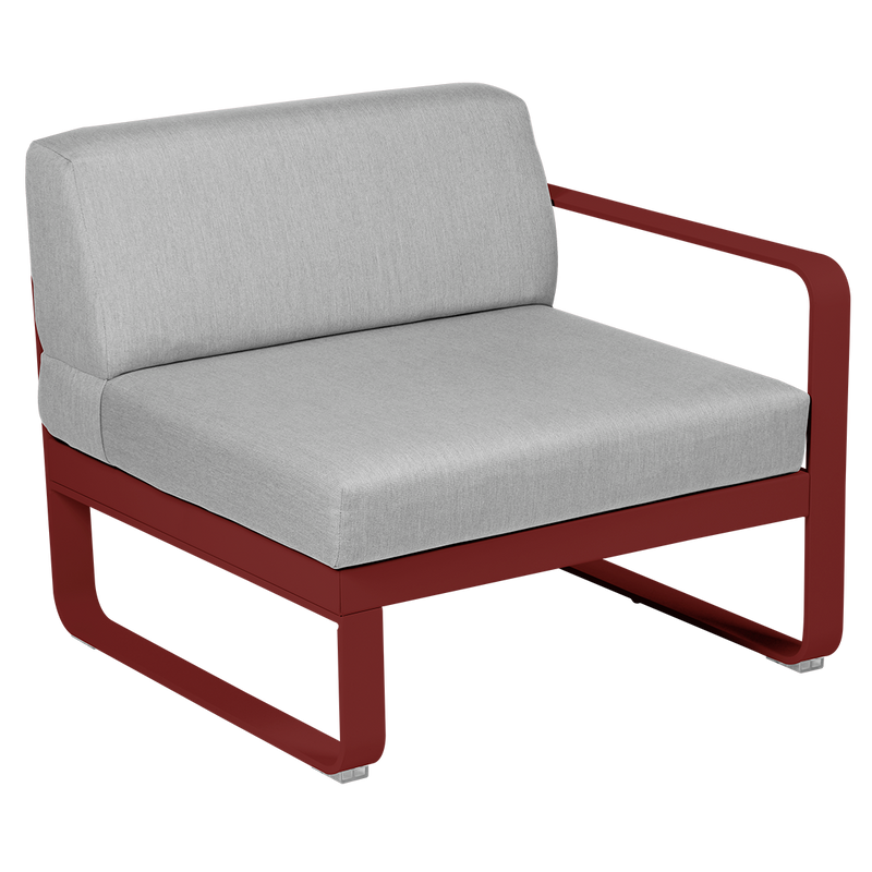 Load image into Gallery viewer, Fermob Bellevie 1-Seater Right Module – Chilli frame with Flannel Grey fabric cushions

