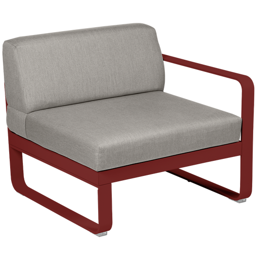 Fermob Bellevie 1-Seater Right Module – Chilli frame with Grey Taupe fabric cushions
