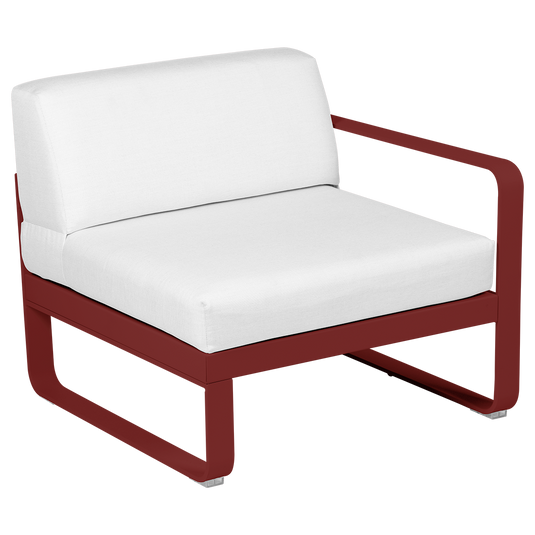 Fermob Bellevie 1-Seater Right Module – Chilli frame with Off-White fabric cushions