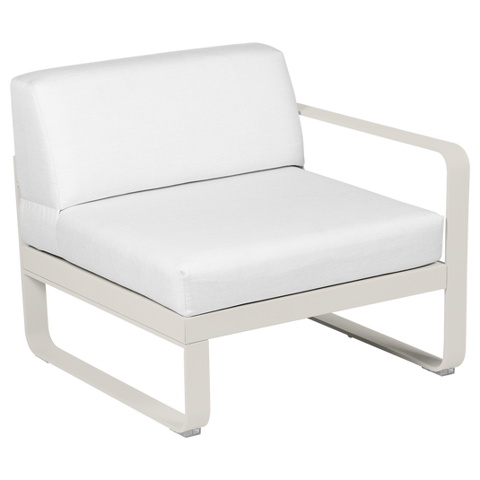 Fermob Bellevie 1-Seater Right Module – Clay Grey frame with Off-White fabric cushions