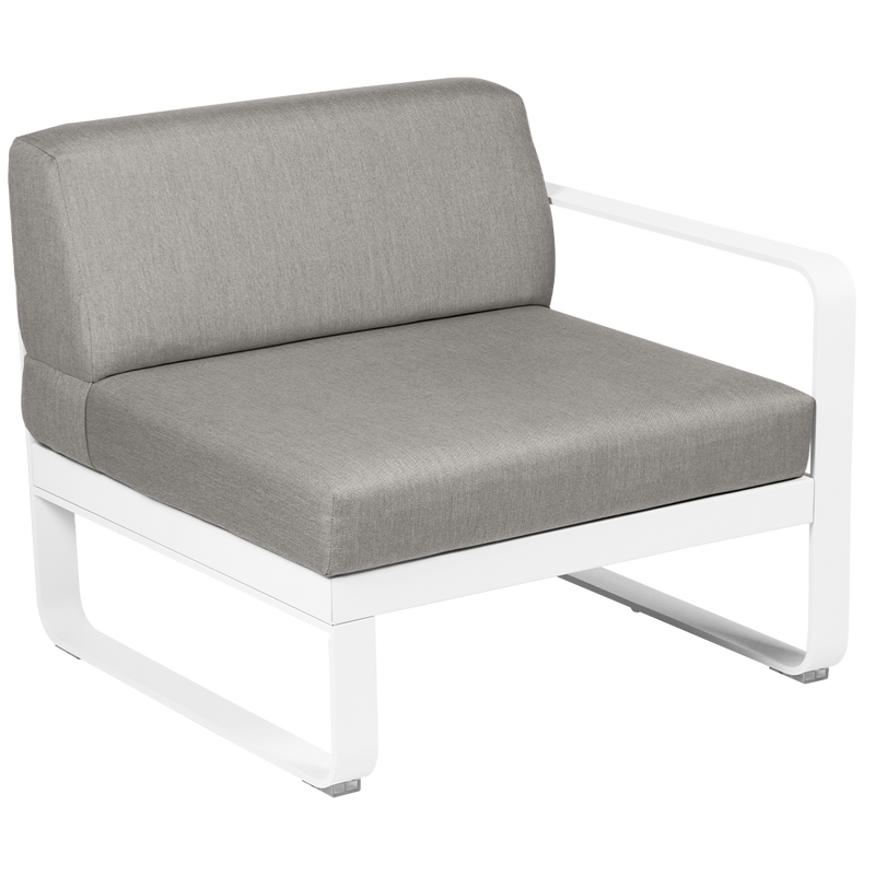 Load image into Gallery viewer, Fermob Bellevie 1-Seater Right Module – Cotton White frame with Grey Taupe fabric cushions
