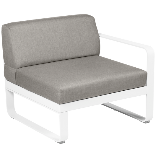 Fermob Bellevie 1-Seater Right Module – Cotton White frame with Grey Taupe fabric cushions