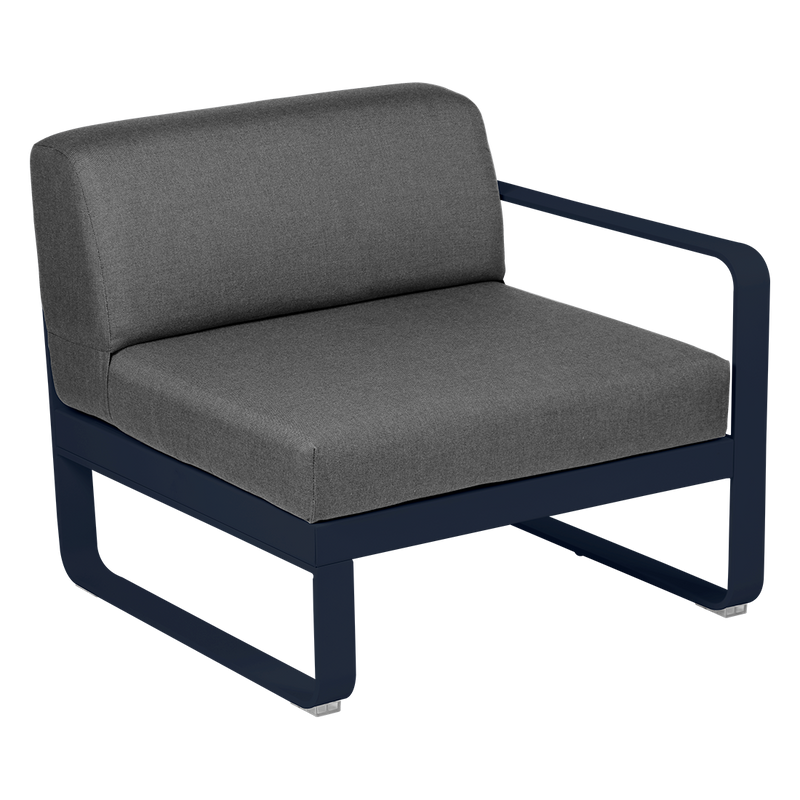 Load image into Gallery viewer, Fermob Bellevie 1-Seater Right Module – Deep Blue frame with Graphite Grey fabric cushions
