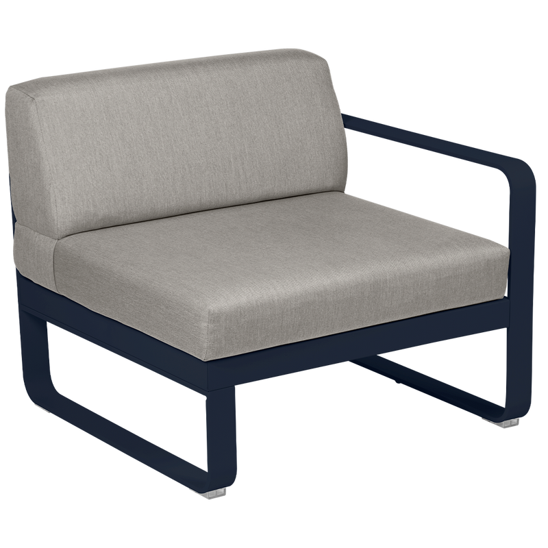 Load image into Gallery viewer, Fermob Bellevie 1-Seater Right Module – Deep Blue frame with Grey Taupe fabric cushions
