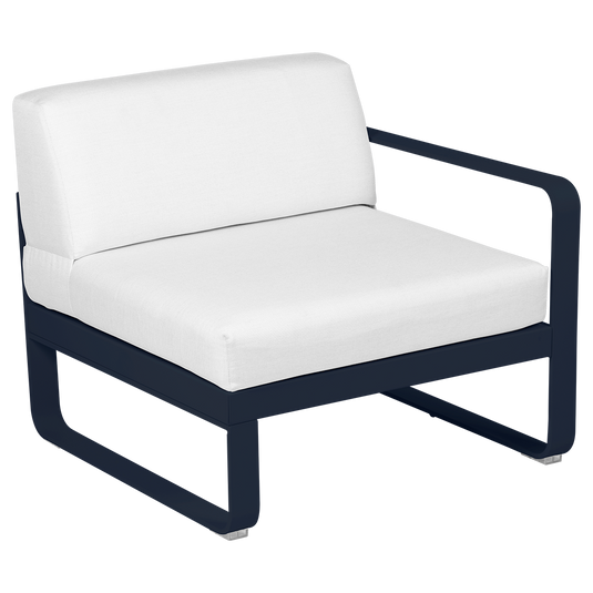 Fermob Bellevie 1-Seater Right Module – Deep Blue frame with Off-White fabric cushions