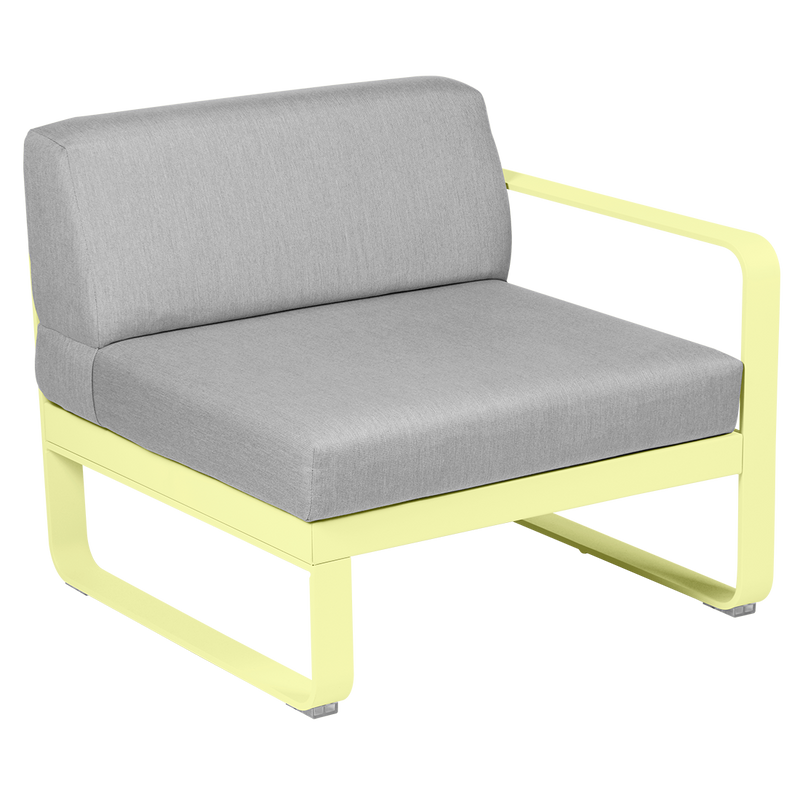 Load image into Gallery viewer, Fermob Bellevie 1-Seater Right Module – Frosted Lemon frame with Flannel Grey fabric cushions
