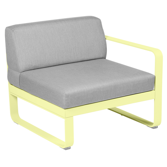 Fermob Bellevie 1-Seater Right Module – Frosted Lemon frame with Flannel Grey fabric cushions
