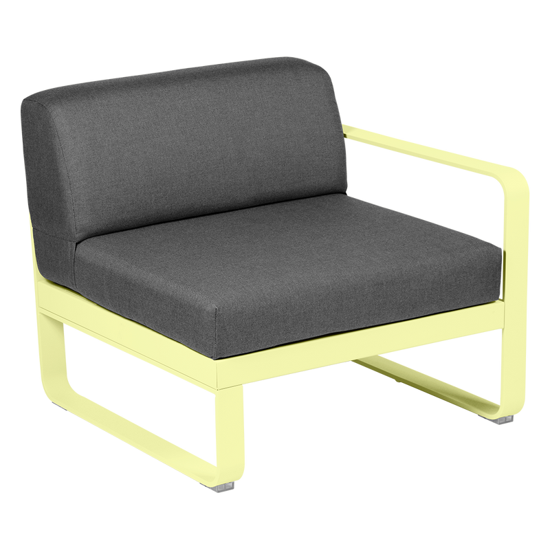 Load image into Gallery viewer, Fermob Bellevie 1-Seater Right Module – Frosted Lemon frame with Graphite Grey fabric cushions
