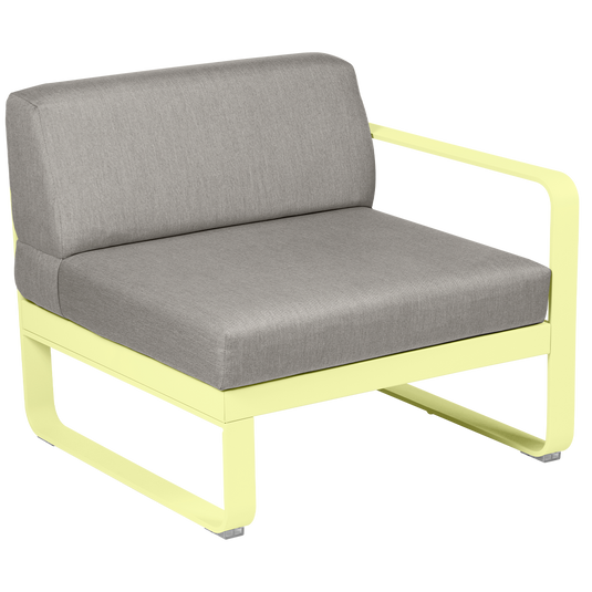 Fermob Bellevie 1-Seater Right Module – Frosted Lemon frame with Grey Taupe fabric cushions
