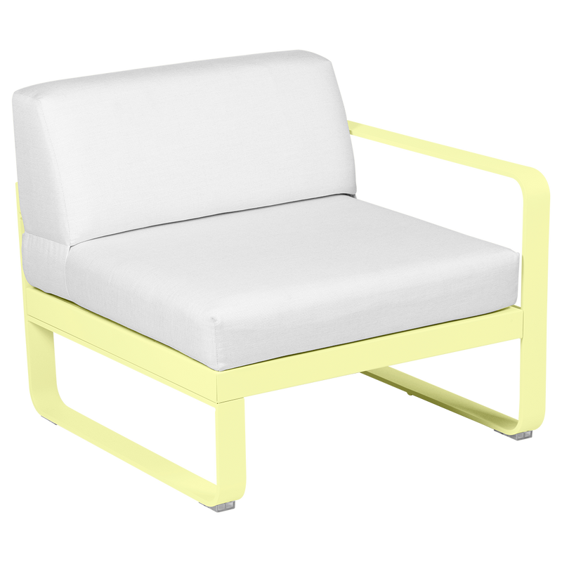 Load image into Gallery viewer, Fermob Bellevie 1-Seater Right Module – Frosted Lemon frame with Off-White fabric cushions
