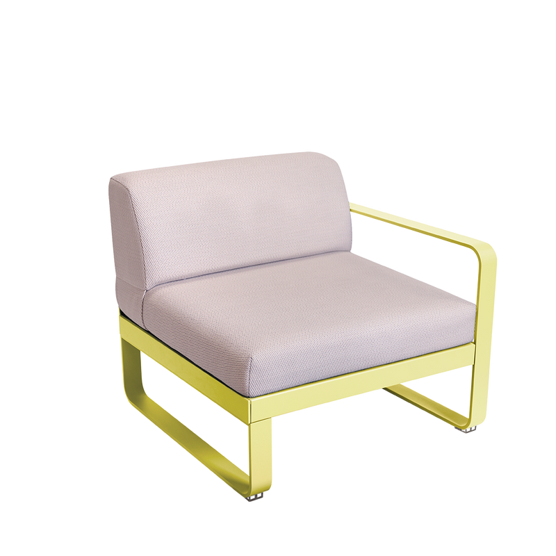 Load image into Gallery viewer, Fermob Bellevie 1-Seater Right Module – Frosted Lemon frame with Pearl fabric cushions
