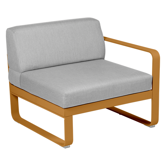 Fermob Bellevie 1-Seater Right Module – Gingerbread frame with Flannel Grey fabric cushions