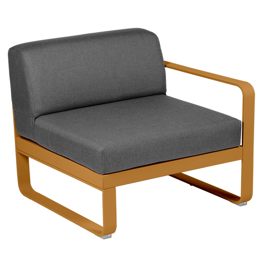 Fermob Bellevie 1-Seater Right Module – Gingerbread frame with Graphite Grey fabric cushions