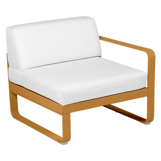 Fermob Bellevie 1-Seater Right Module – Gingerbread frame with Off-White fabric cushions
