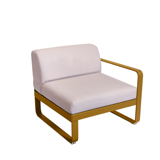 Fermob Bellevie 1-Seater Right Module – Gingerbread frame with Pearl fabric cushions