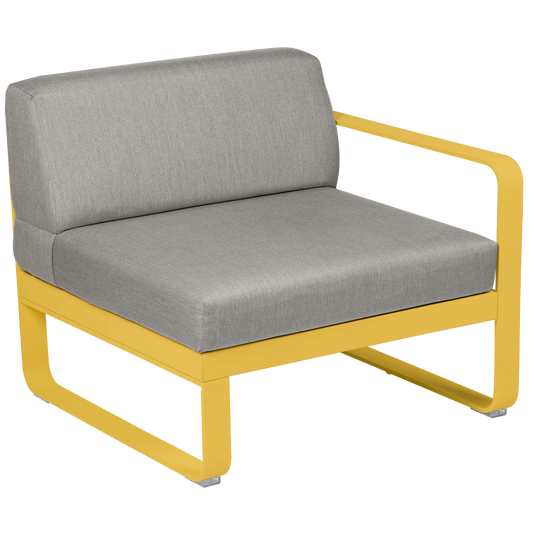 Fermob Bellevie 1-Seater Right Module – Honey frame with Grey Taupe fabric cushions