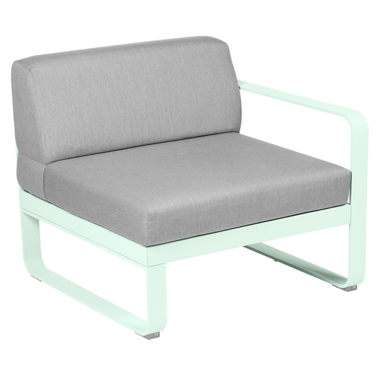 Fermob Bellevie 1-Seater Right Module – Ice Mint frame with Flannel Grey fabric cushions