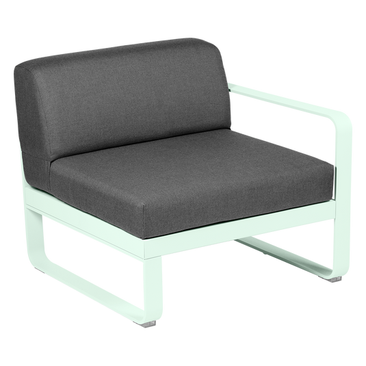 Fermob Bellevie 1-Seater Right Module – Ice Mint frame with Graphite Grey fabric cushions