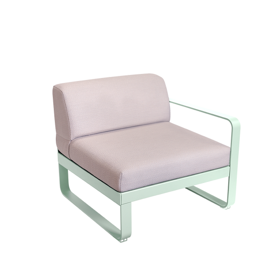 Fermob Bellevie 1-Seater Right Module – Ice Mint frame with Pearl fabric cushions