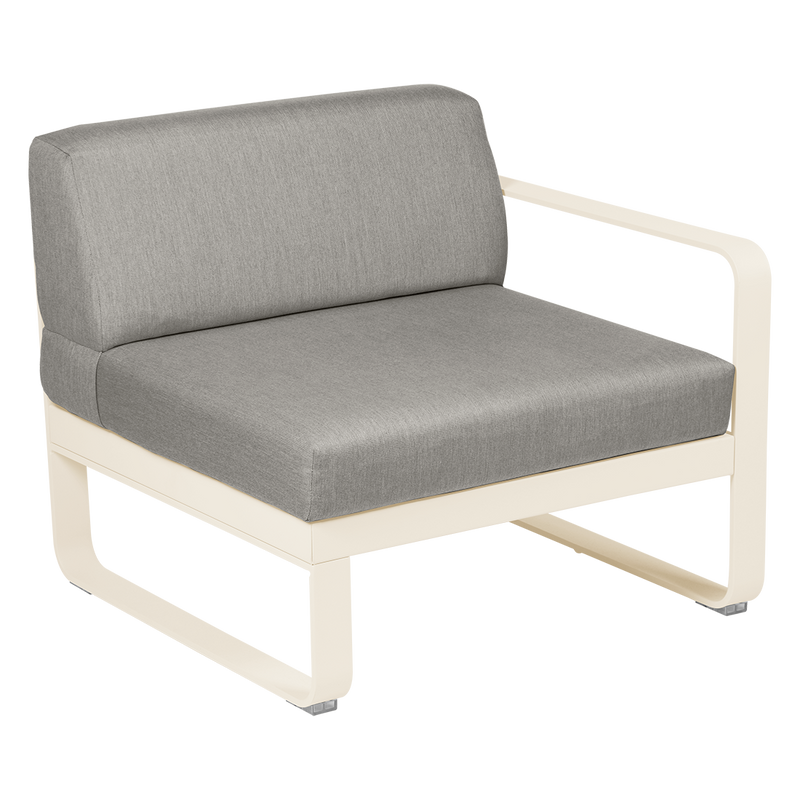 Load image into Gallery viewer, Fermob Bellevie 1-Seater Right Module – Latte Beige frame with Grey Taupe fabric cushions
