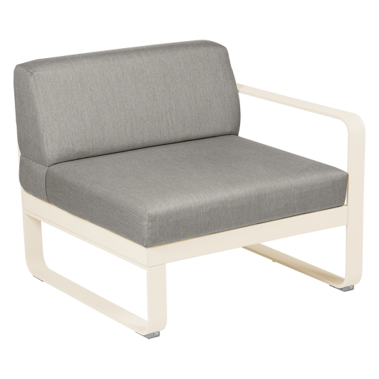 Fermob Bellevie 1-Seater Right Module – Latte Beige frame with Grey Taupe fabric cushions
