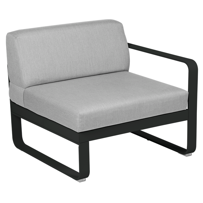 Load image into Gallery viewer, Fermob Bellevie 1-Seater Right Module – Liquorice frame with Flannel Grey fabric cushions
