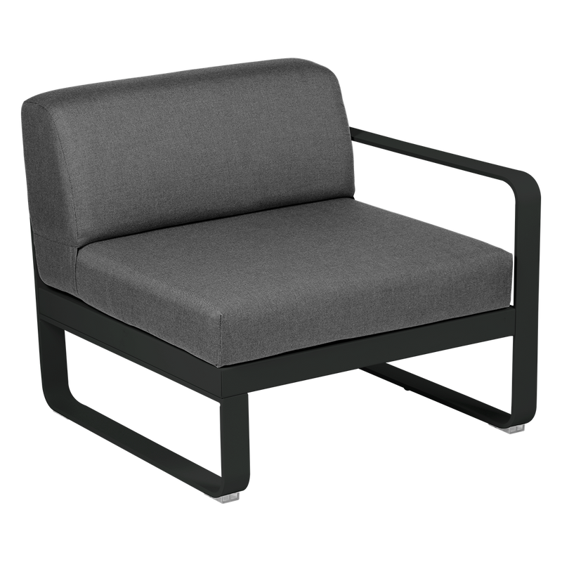 Load image into Gallery viewer, Fermob Bellevie 1-Seater Right Module – Liquorice frame with Graphite Grey fabric cushions
