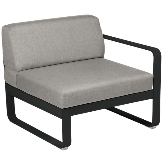 Fermob Bellevie 1-Seater Right Module – Liquorice frame with Grey Taupe fabric cushions