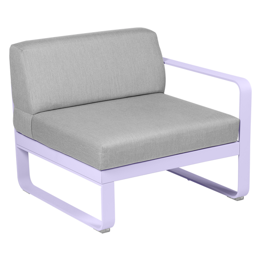 Fermob Bellevie 1-Seater Right Module – Marshmallow frame with Flannel Grey fabric cushions