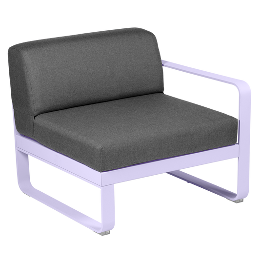 Fermob Bellevie 1-Seater Right Module – Marshmallow frame with Graphite Grey fabric cushions