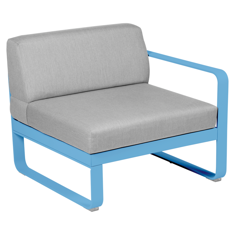 Load image into Gallery viewer, Fermob Bellevie 1-Seater Right Module – Maya Blue frame with Flannel Grey fabric cushions
