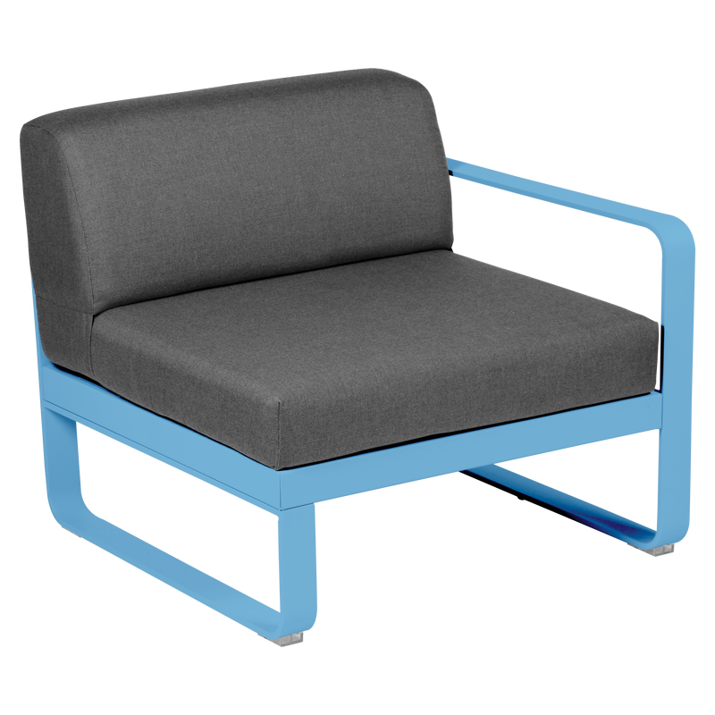 Load image into Gallery viewer, Fermob Bellevie 1-Seater Right Module – Maya Blue frame with Graphite Grey fabric cushions
