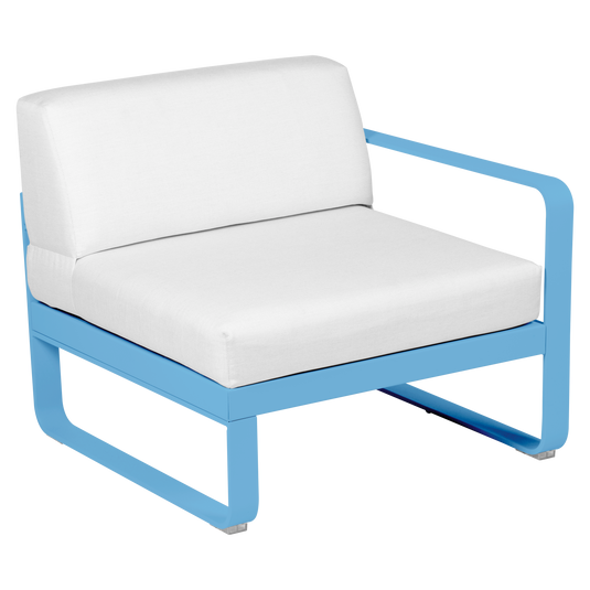 Fermob Bellevie 1-Seater Right Module – Maya Blue frame with Off-White fabric cushions