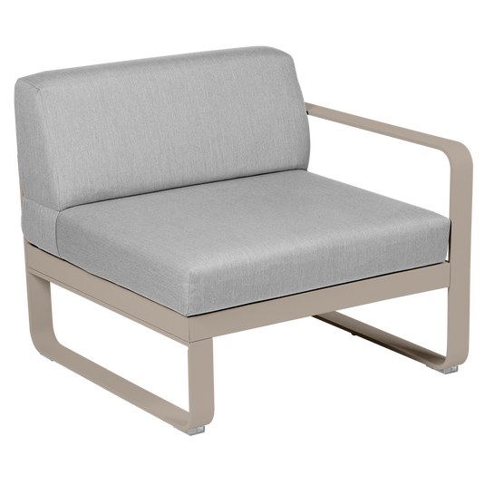 Fermob Bellevie 1-Seater Right Module – Nutmeg frame with Flannel Grey fabric cushions