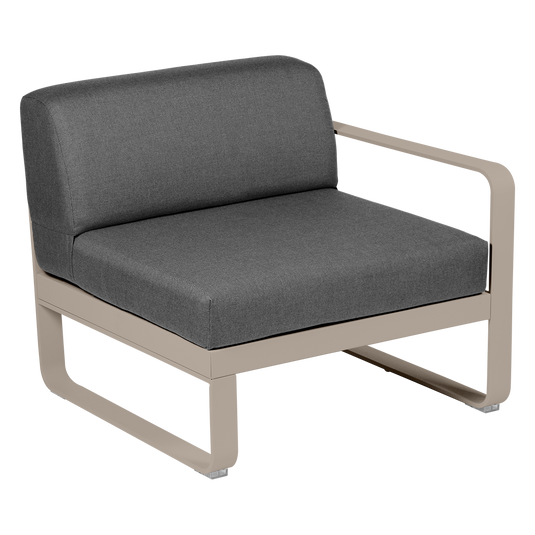 Fermob Bellevie 1-Seater Right Module – Nutmeg frame with Graphite Grey fabric cushions