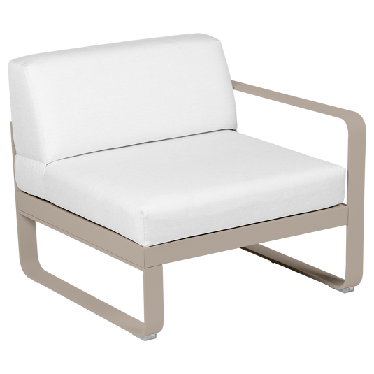 Fermob Bellevie 1-Seater Right Module – Nutmeg frame with Off-White fabric cushions