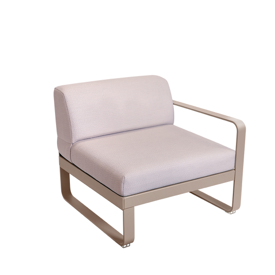 Fermob Bellevie 1-Seater Right Module – Nutmeg frame with Pearl fabric cushions