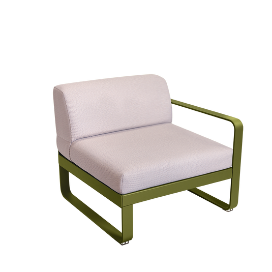 Fermob Bellevie 1-Seater Right Module – Pesto Green frame with Pearl fabric cushions