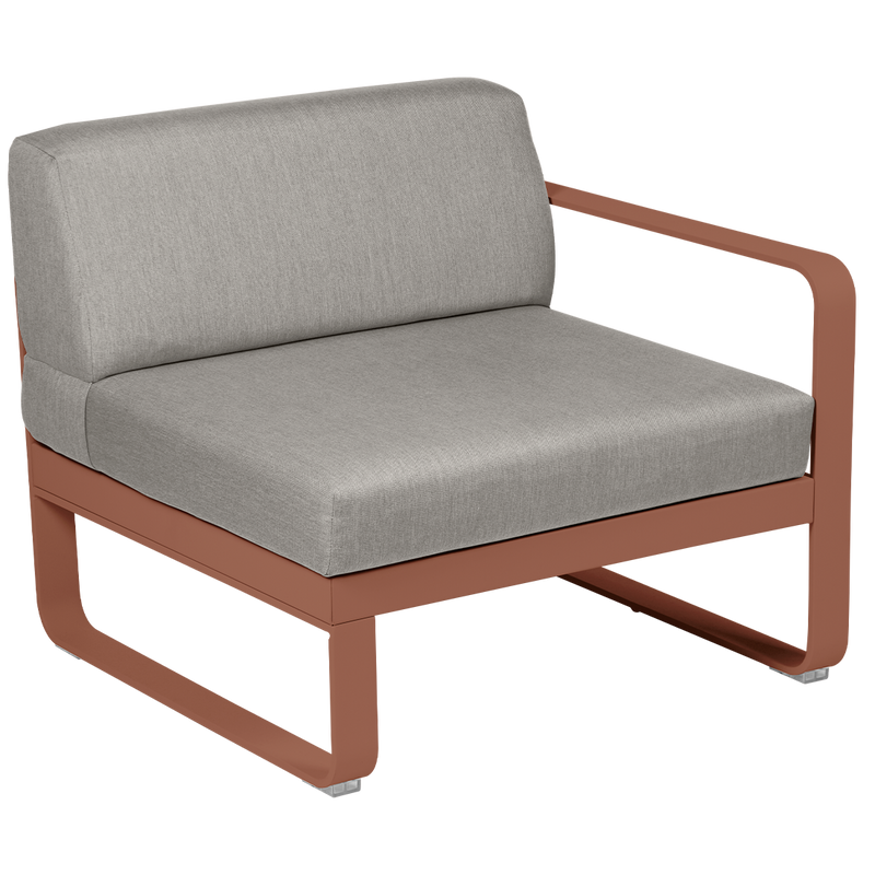 Load image into Gallery viewer, Fermob Bellevie 1-Seater Right Module – Red Ochre frame with Grey Taupe fabric cushions
