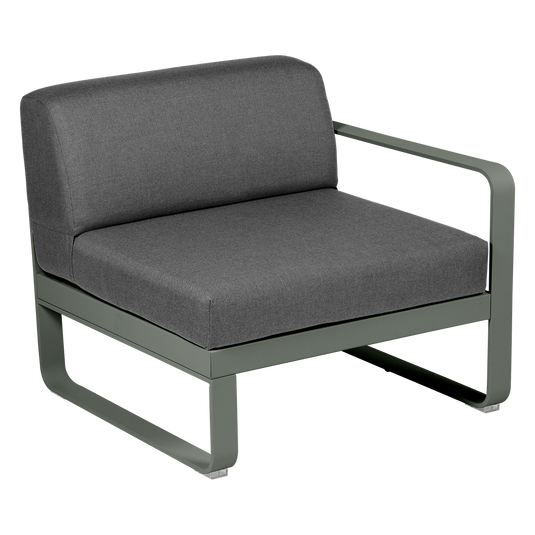 Fermob Bellevie 1-Seater Right Module – Rosemary frame with Graphite Grey fabric cushions