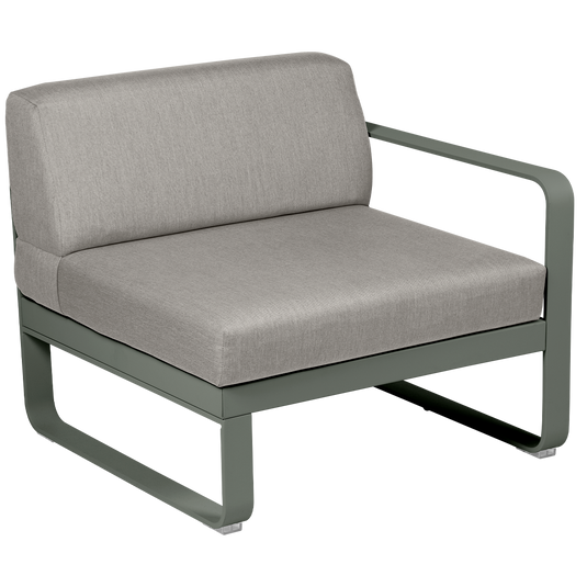 Fermob Bellevie 1-Seater Right Module – Rosemary frame with Grey Taupe fabric cushions