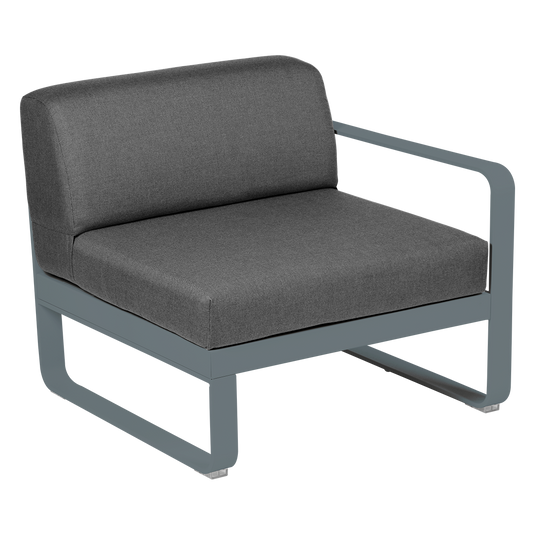Fermob Bellevie 1-Seater Right Module – Storm Grey frame with Graphite Grey fabric cushions