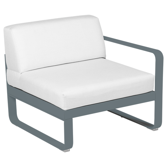 Fermob Bellevie 1-Seater Right Module – Storm Grey frame with Off-White fabric cushions
