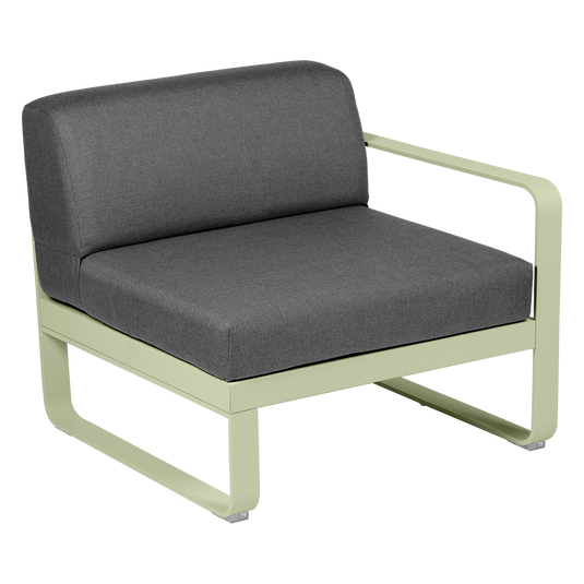 Fermob Bellevie 1-Seater Right Module – Willow Green frame with Graphite Grey fabric cushions