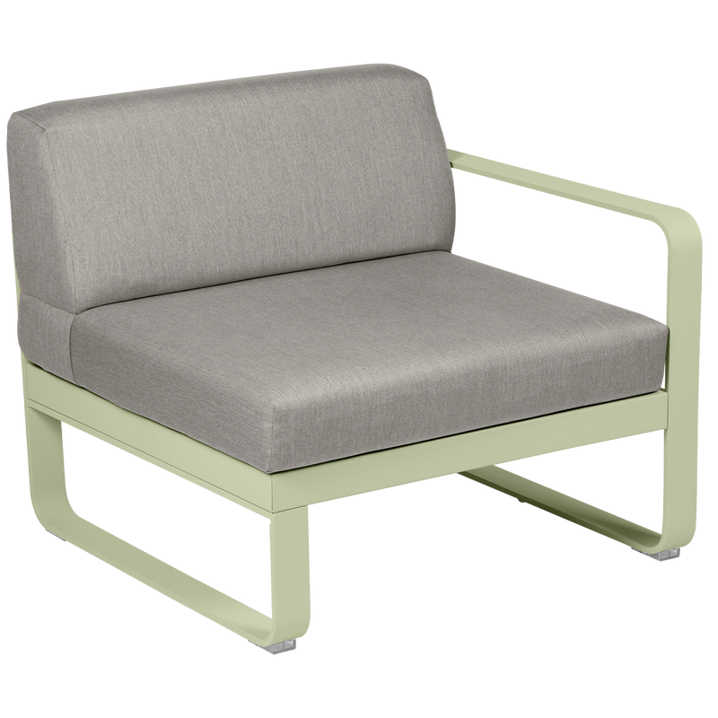 Load image into Gallery viewer, Fermob Bellevie 1-Seater Right Module – Willow Green frame with Grey Taupe fabric cushions
